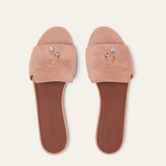 SOLD! NWT Loro Piana Summer Charms Flats Sandal Pink Suede Slide - Picture 2 of 7